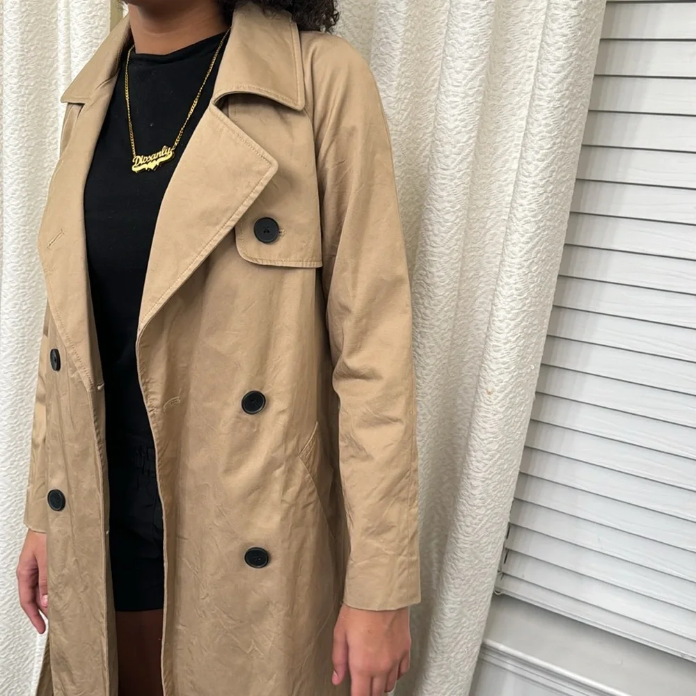 EVERLANE drape Classic Tan Trench Coat Sz xs - Picture 7 of 10